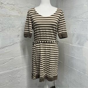 Banana Republic Brown and Cream Striped Dress